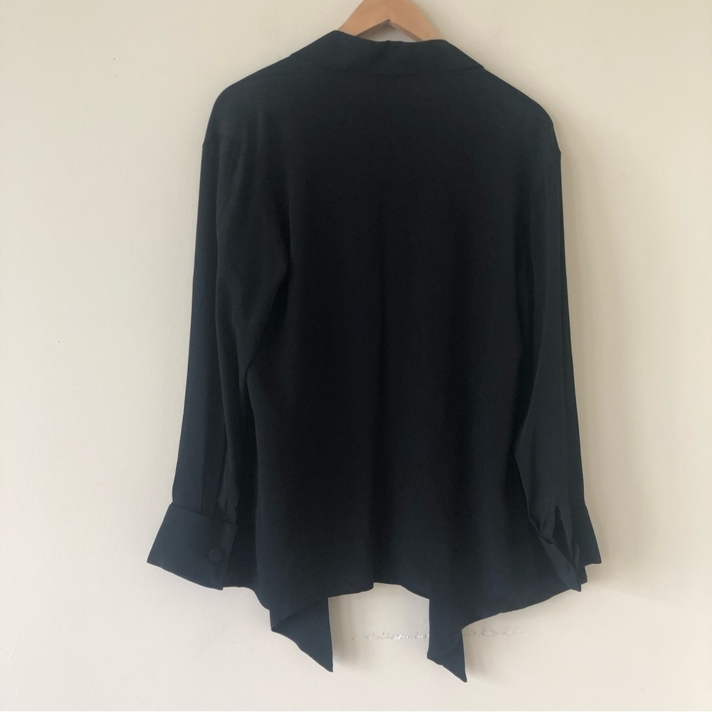 Emporio Armani Black Silk Blend Open Front Collared Cardigan size 38/8 - Picture 10 of 11